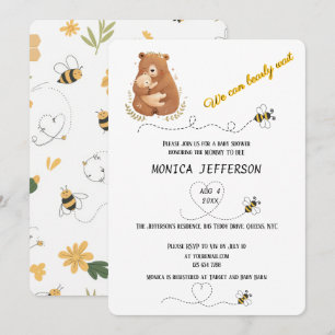 Baby Bear We Can Bearly Wait Personalised Invitation