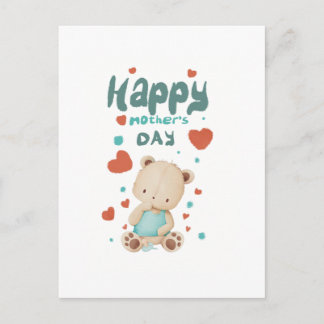 Baby bear wishes happy mother's day invitation postcard