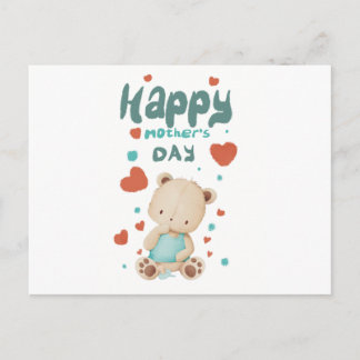 Baby bear wishes happy mother's day postcard