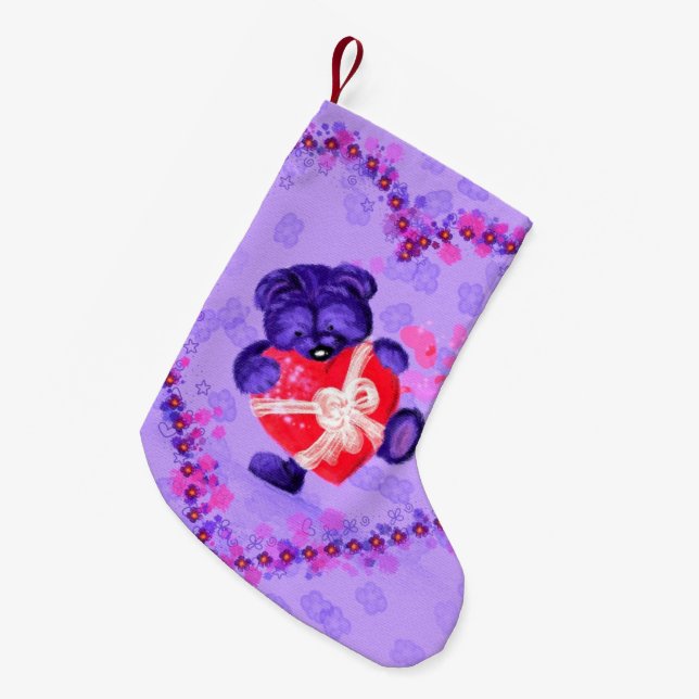 Baby Bear with Heart Gift Christmas Stocking (Front (Hanging))