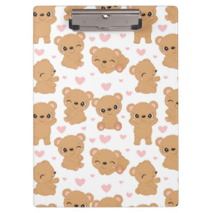Baby Bears and Pink Hearts Clipboard