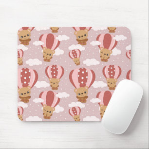 Baby Bears in Pink Hot Air Balloons Mousepad