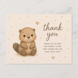 Baby Beaver Baby Shower Thank You Postcard