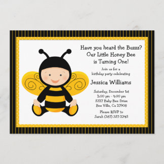 Baby Bee Birthday Party Invitation