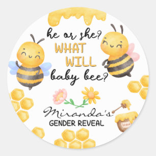 Baby Bee Gender Reveal Stickers