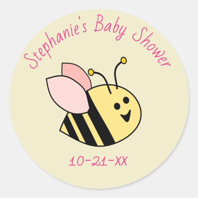 Baby Bee Girl Thank You Classic Round Sticker (Front)