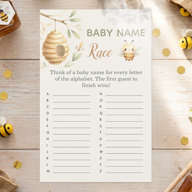 Baby Bee Name Race Game He or She Bee Theme (Baby Name Race Baby Shower Game. He or She? What Will Baby Bee? Gender Reveal)