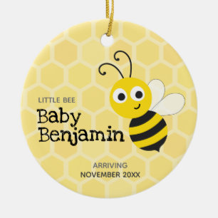Baby bee pregnancy birth announcement ceramic tree decoration