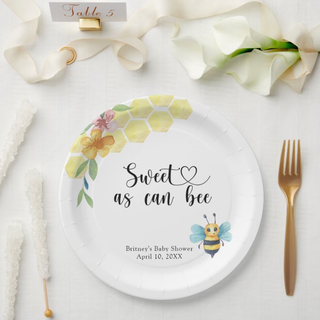 Baby Bee - sweet as can bee Paper Plate (Wedding)
