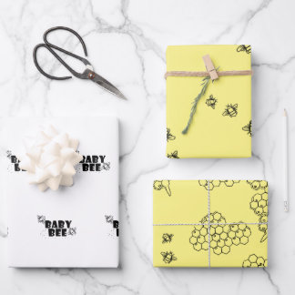 Baby Bee Wrapping Paper Flat Sheet Set of 3