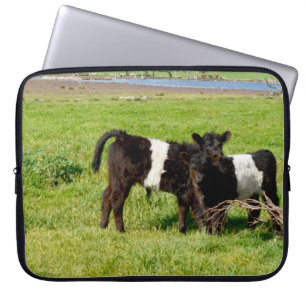 Baby Belted Galloway Cows In The Country, Laptop Sleeve