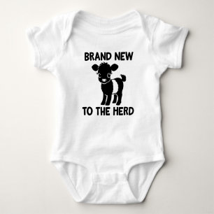 Baby Beltie Farmer Belted Galloway Cow New to Herd Baby Bodysuit