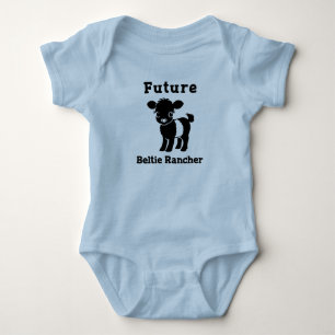 Baby Beltie Farmer Belted Galloway Cow New to Herd Bodysuit