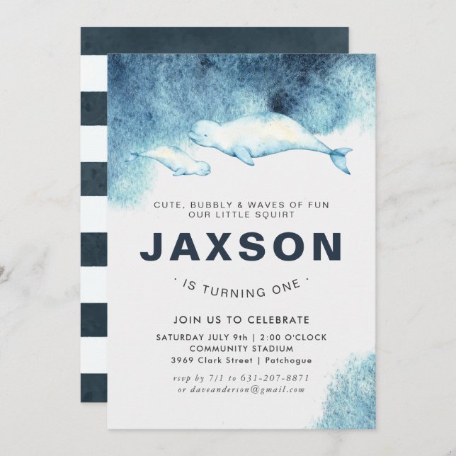 Baby Beluga | Birthday Party Invitation (Front/Back)