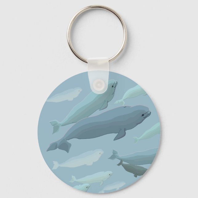 Baby Beluga Whale Keychain Whale Art Gifts (Front)