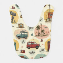Baby Bibs With Travel Pattern