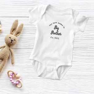 Baby Big Brother Est Year Black Sibling Reveal Bodysuit