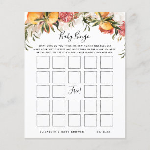 Baby Bingo Floral Baby Shower Game