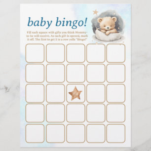 Baby Bingo & Name Race Teddy Bear Baby Shower Game Flyer