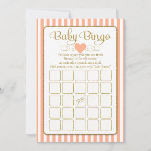 Baby Bingo Peach Gold Baby Shower Game Cards