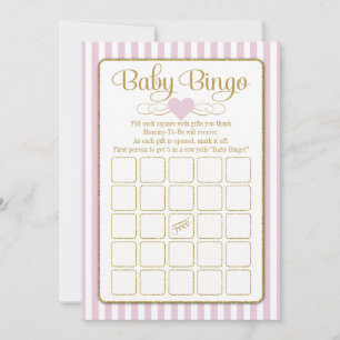 Baby Bingo Pink Gold Girl Baby Shower Game Cards