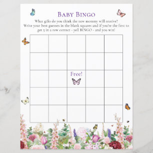 Baby Bingo Pink Purple Floral & Butterflies Game