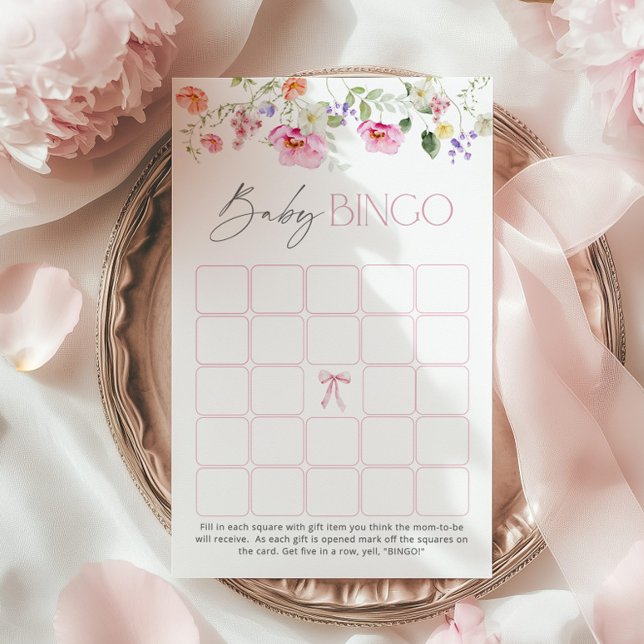 Baby Bingo Wildflower Bow baby shower game (Creator Uploaded)