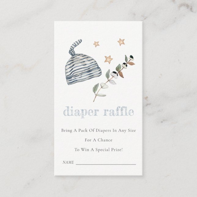  Baby Binnie Blue Diaper Raffle Baby Shower Enclosure Card (Front)