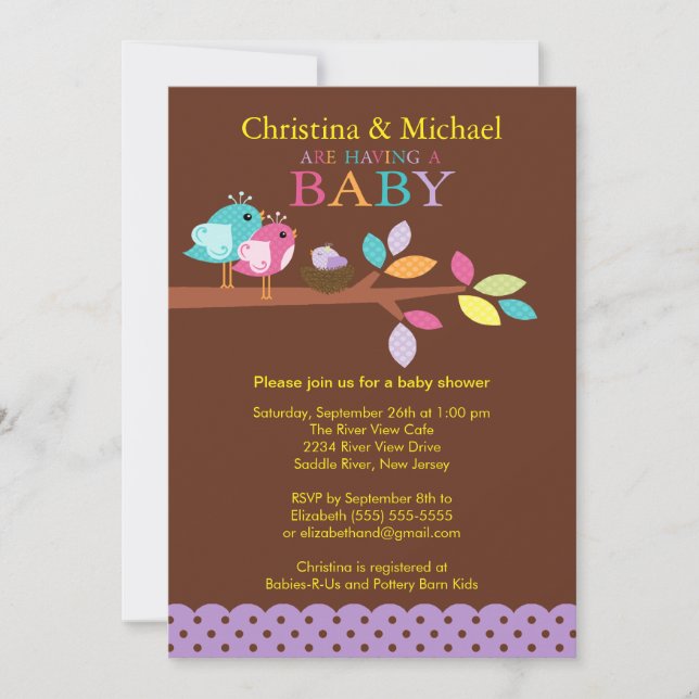 Baby Bird Nest Baby Shower Invitations (Front)
