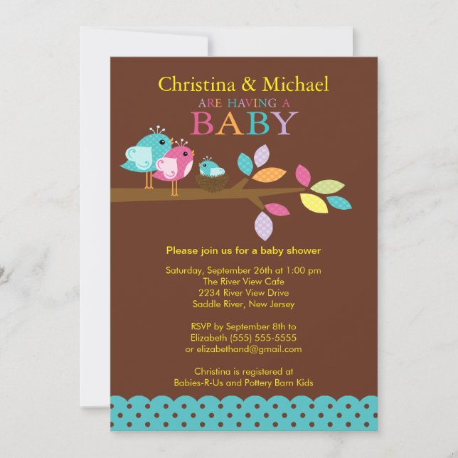Baby Bird Nest Boy Baby Shower Invitations (Front)