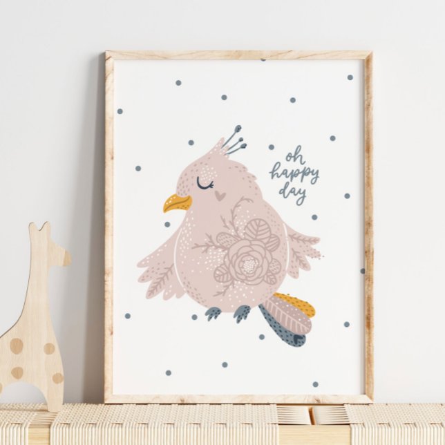 Baby Bird Pink Happy Day Poster | Wall Print (Creator Uploaded)