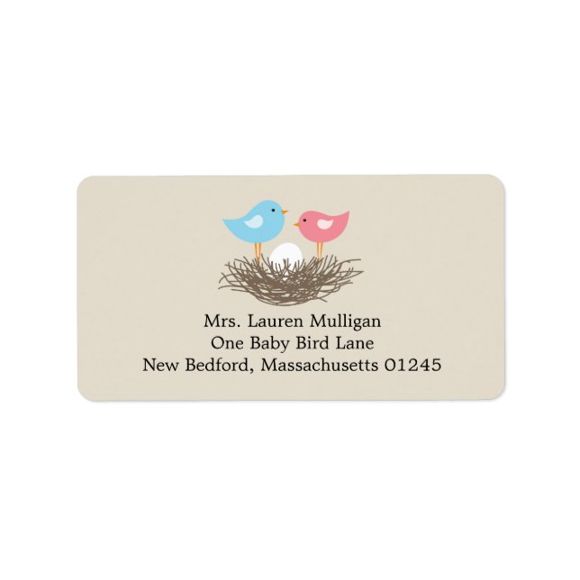 Baby Bird's Nest Baby Shower Label (Front)