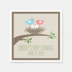 Baby Bird's Nest Twins Baby Shower Napkin