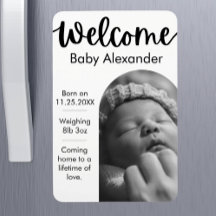 Baby Birth Announcement - Arched Photo Magnet