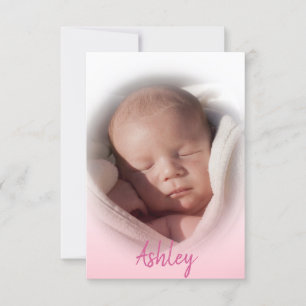 Baby Birth Announcement Girl Pink PHOTO
