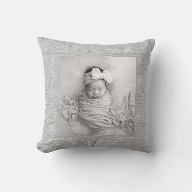 Baby Birth Announcement Photo Nursery Decor Sweet Cushion (Front)