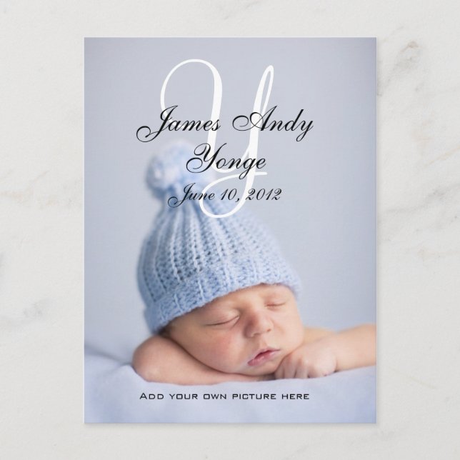 Baby Birth Announcement Photo Postcards (Front)