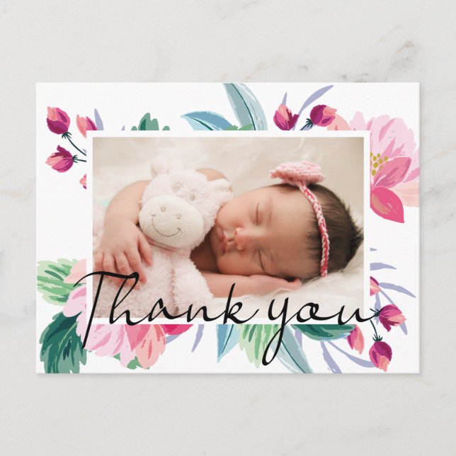 Baby Birth Announcement Photo Thank You Postcard (Front)
