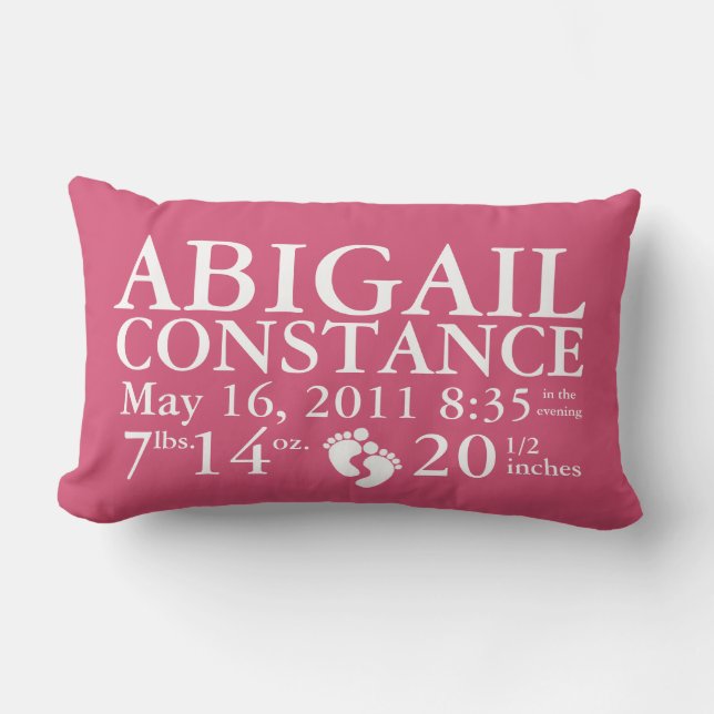 Baby Birth Announcement Pillow Personalised (Front)