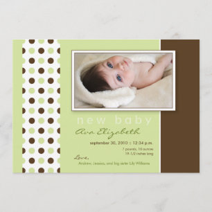 Baby Birth Announcement Sage Green Polka Dots