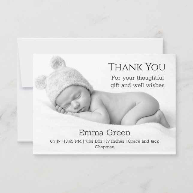 Baby Birth Announcement Thank You Card (Front)