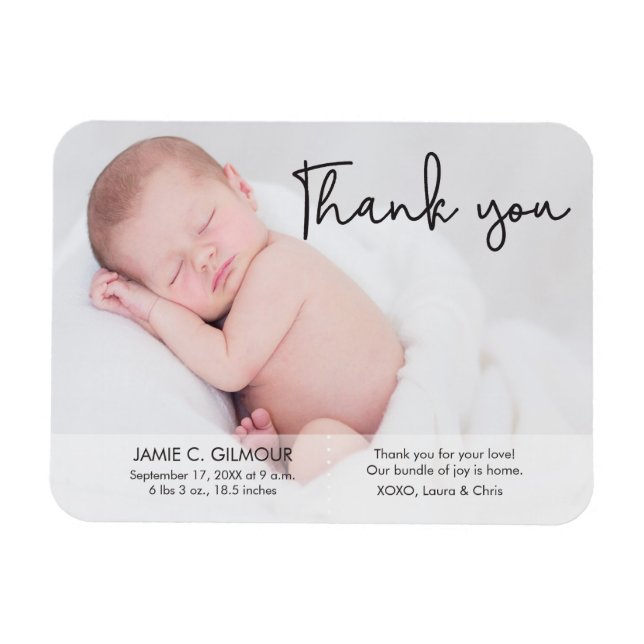 Baby Birth Announcement, Thank You Script Magnet (Horizontal)