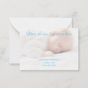 Baby Birth Custom Name photo Announcement card