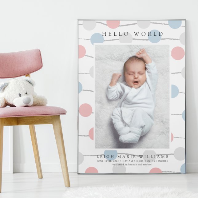BABY BIRTH Hello Pastel Polka Dots Poster (Creator Uploaded)