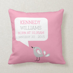 Baby Birth Keepsake Custom Pillow   Pink Colour