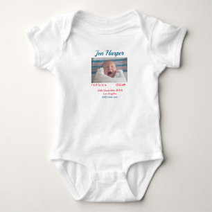 Baby birth stats add name place date keepsake memo bodysuit