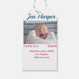Baby birth stats add name place date keepsake memo gift tags