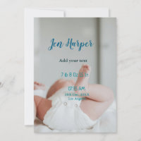 Baby birth stats add name place date keepsake memo
