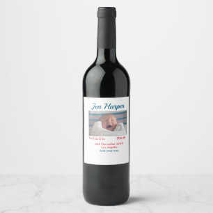 Baby birth stats add name place date keepsake memo wine label