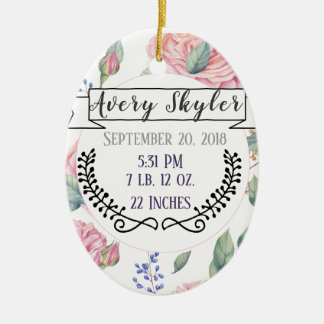 Baby Birth Stats Birth Record Christmas Photo Ceramic Tree Decoration